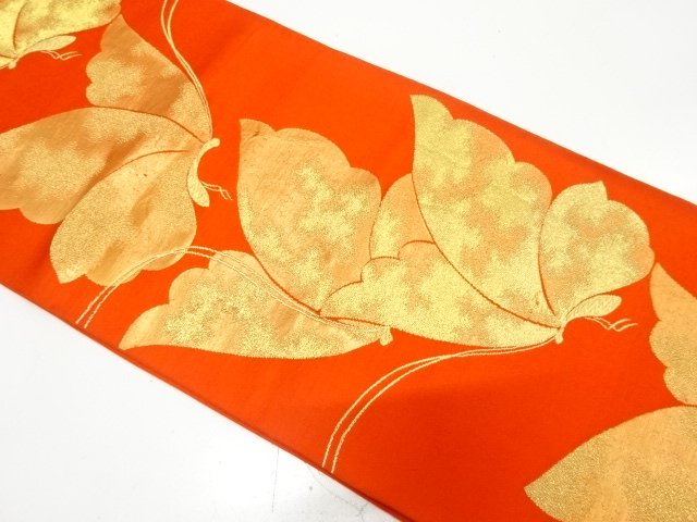 アンティーク　蝶模様織り出し袋帯（材料）